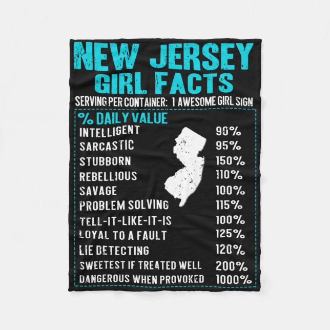New Jersey Girl Facts Funny Birthday Gift Born In  Fleecedecke (Vorderseite)