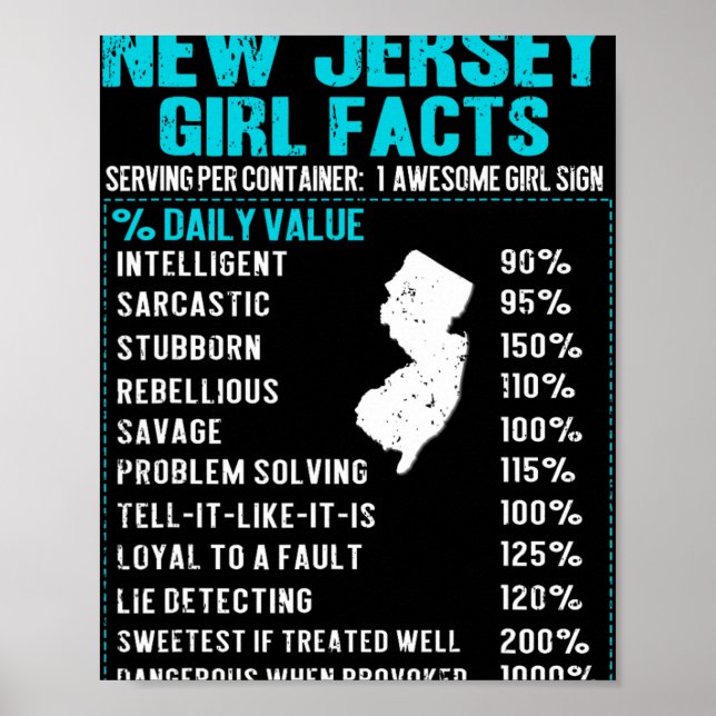 New Jersey Girl Facts Funny Birthday Gift Born In  Poster (Vorne)