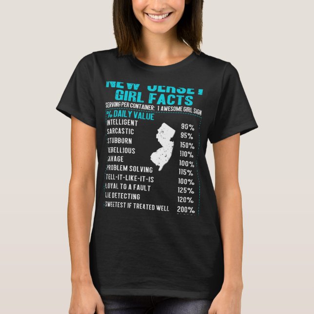 New Jersey Girl Facts Funny Birthday Gift Born In  T-Shirt (Vorderseite)