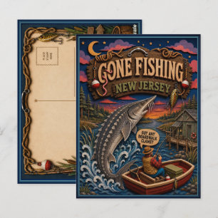 New Jersey Gone Fishing Atlantischer Stör Postkarte