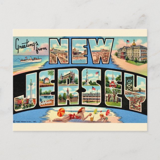New Jersey Greetings Vintag Postcard Postkarte (Vorderseite)