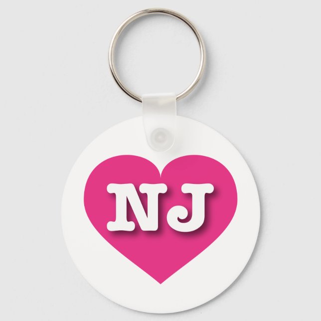 New Jersey Hot Pink Heart - I Liebe NJ Schlüsselanhänger (Vorderseite)