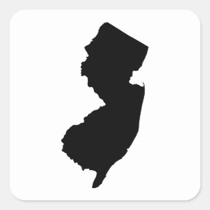 New Jersey in Schwarz und Weiß Quadratischer Aufkleber