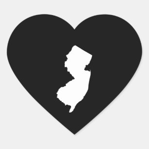 New Jersey in Weiß und Schwarz Herz-Aufkleber