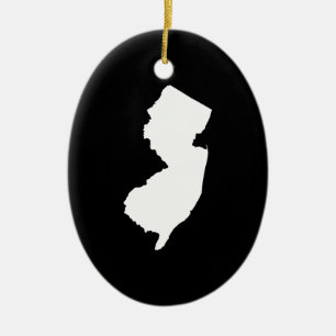 New Jersey in Weiß und Schwarz Keramik Ornament