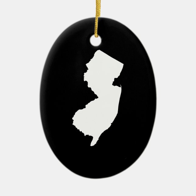 New Jersey in Weiß und Schwarz Keramik Ornament (Vorne)