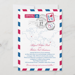 New Jersey & Indonesia Airmail Wedding Einladung