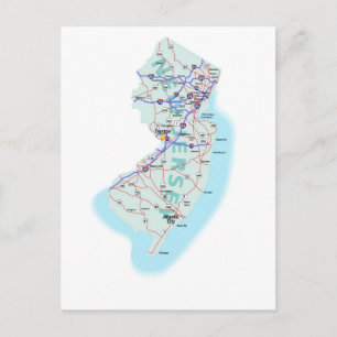 New Jersey Interstate Map Postcard Postkarte
