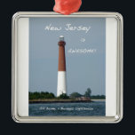 New Jersey ist Phantastisch - Barnegat Lighthouse Silbernes Ornament<br><div class="desc">Das Barnegat Lighthouse liegt am nördlichen Ende von Long Beach Island, NJ.</div>
