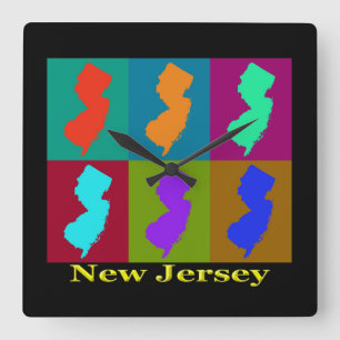 New-Jersey Karte Quadratische Wanduhr