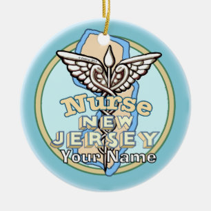 New Jersey Krankenschwester Caduceus Keramik Ornament