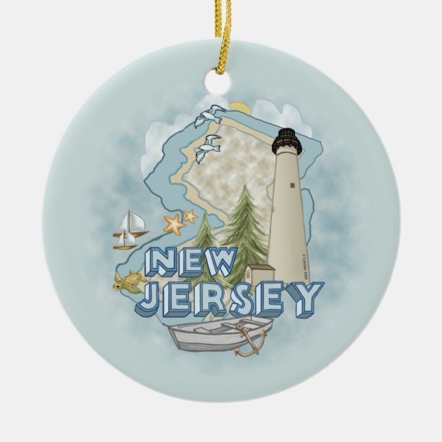 New Jersey Lighthouse-Ornament Keramik Ornament (Vorne)