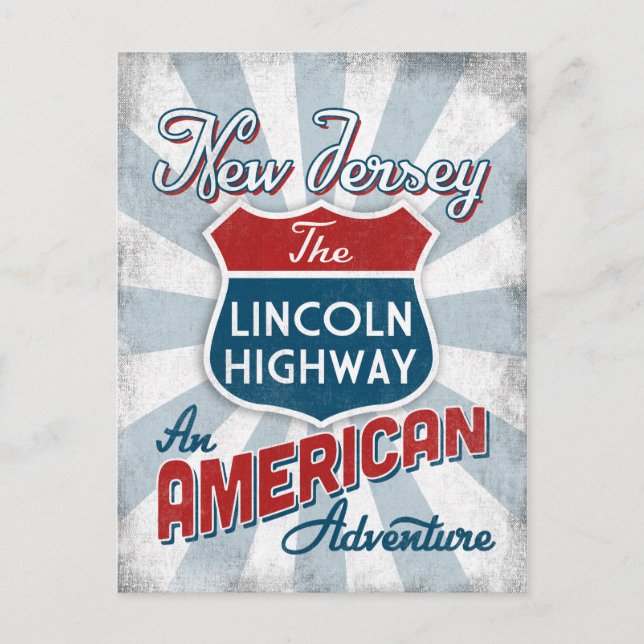 New Jersey Lincoln Highway Vintag America Postkarte (Vorderseite)