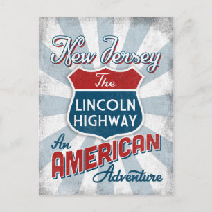 New Jersey Lincoln Highway Vintage Amerika Postkarte