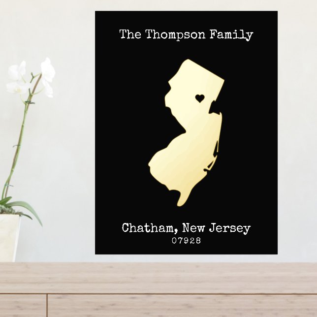New Jersey Map Custom Familienname Foliendrucke (In Situ (Eingangstisch))