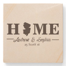 New Jersey Map Housewarming Couple Name Grau Text