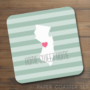 New Jersey Map Zuhause Staat Liebe mit benutzerdef Rechteckiger Pappuntersetzer