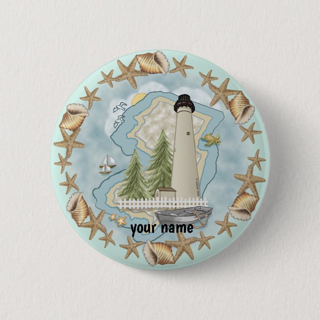 New Jersey Muscheln Lighthouse Button (Vorderseite)