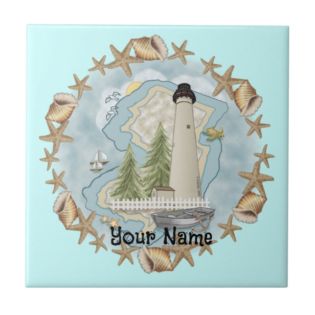 New Jersey Muscheln Lighthouse Tile Fliese (Vorderseite)