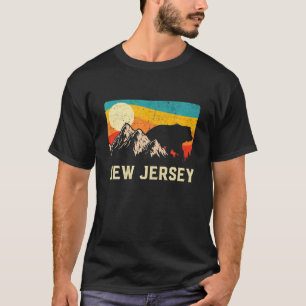 New Jersey Nature Wild Bear Retro Sunset Wandern T-Shirt