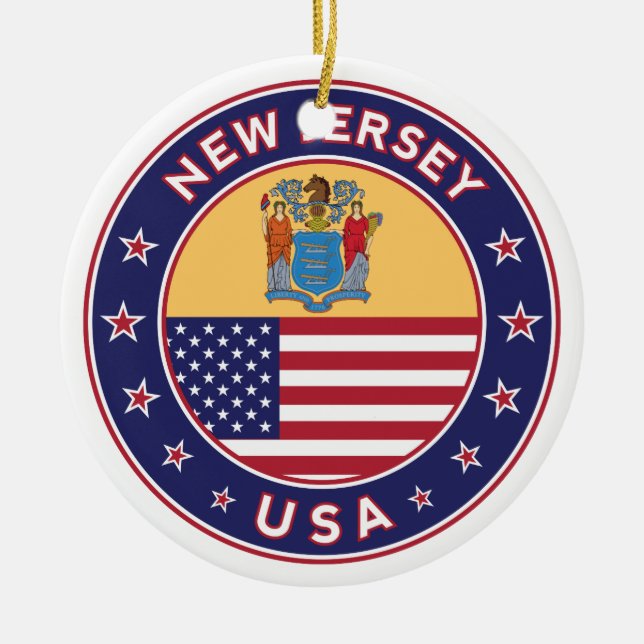New Jersey, New Jersey-Aufkleber, Handy-Gehäuse, T Keramik Ornament (Vorne)