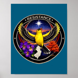New Jersey NJ Rebellische Vogel Allianz Widerstand Poster