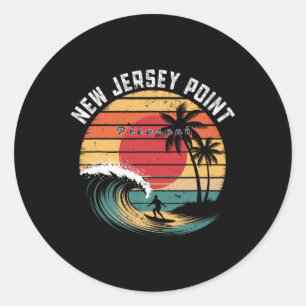 New Jersey Point Pleasant Beach Surfen  Runder Aufkleber