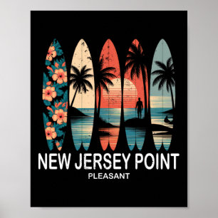 New Jersey Point Pleasant Surfbrett Surfen Retro Poster