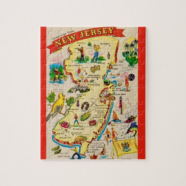 New Jersey Postcard Karte Jigsaw Puzzle (Vertikal)