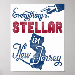 New Jersey Poster Funny Red White Blue Staaten Pri