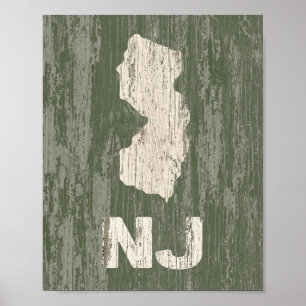 New Jersey Poster Rustic Wood Staat Art Print
