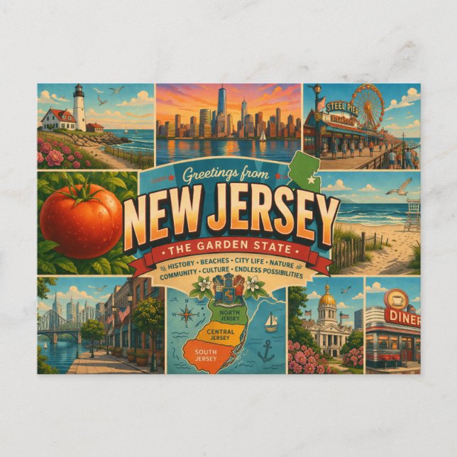 New Jersey Postkarte (Vorderseite)