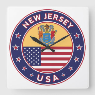 New Jersey Quadratische Wanduhr