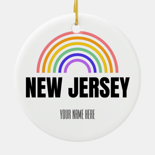 New Jersey - Regenbogen - Postkarten - Personalisi Keramik Ornament (Hinten)