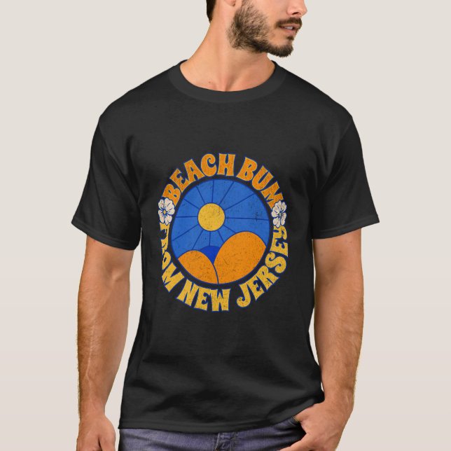 New Jersey Retro Beach Bum Sun Surf Sand Boardwalk T-Shirt (Vorderseite)