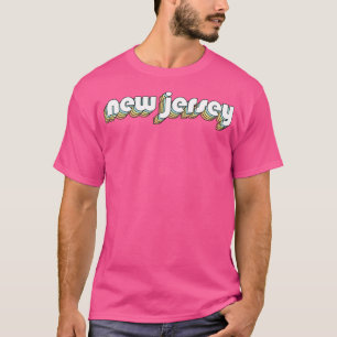 New Jersey Retro Rainbow Typografie Faded Style T-Shirt