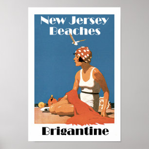 New-Jersey setzt ~ Brigantine auf den Strand Poster