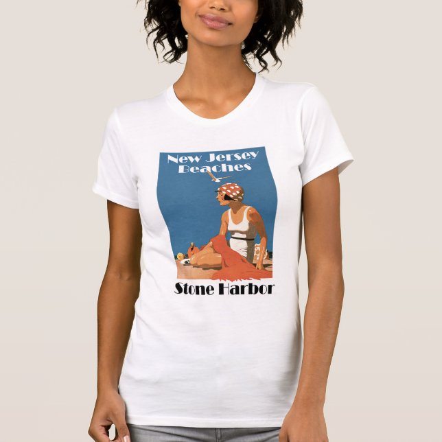 New-Jersey setzt ~ Steinhafen auf den Strand T-Shirt (Vorderseite)