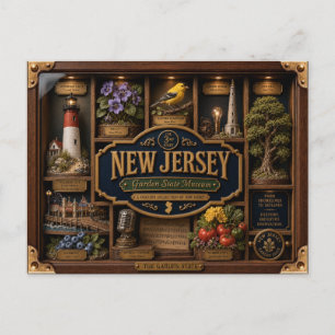 New Jersey Shadow Box 3D Figurine Staat Postkarte