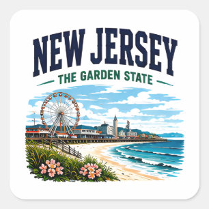New Jersey Shore-Abenteuer Quadratischer Aufkleber