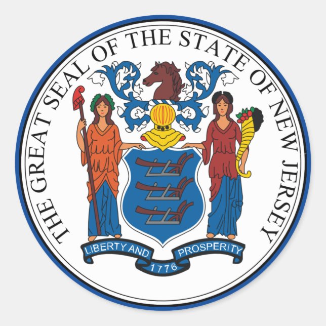 New Jersey Siegel Round Sticker (Vorderseite)