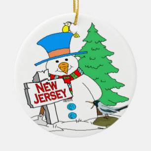 New Jersey Snowman Keramik Ornament