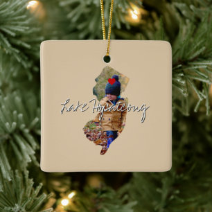 New Jersey Staat Foto Insert and town name Keramikornament