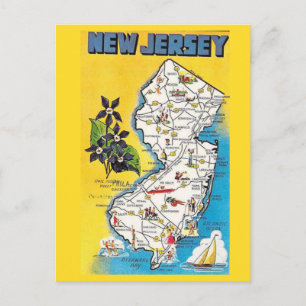 New Jersey Staat Map Postcard Postkarte