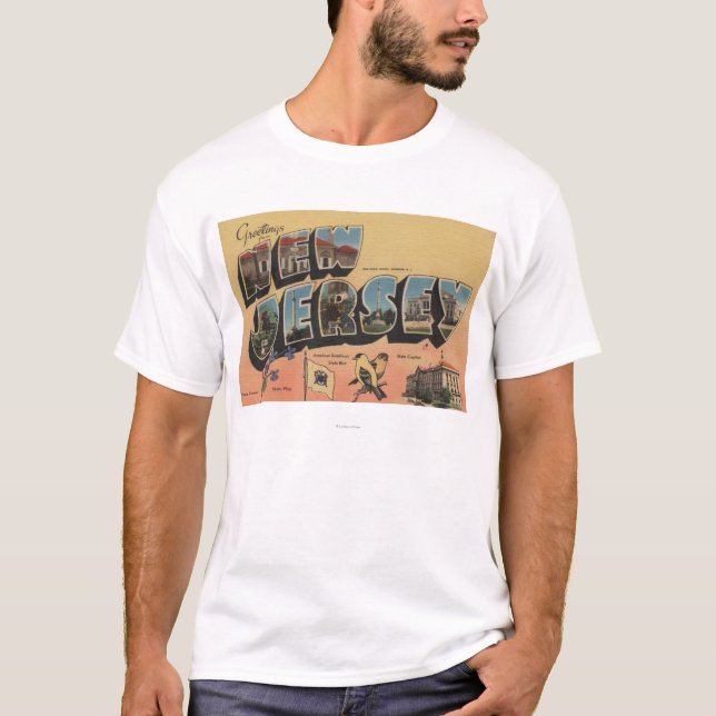 New-Jersey (Staats-Hauptstadt/Blume/Vogel) T-Shirt (Vorderseite)