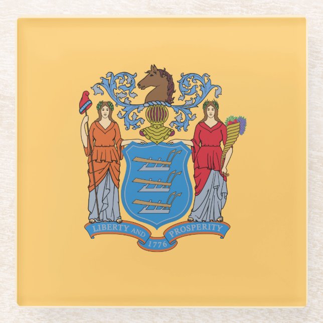 New Jersey State Flag Glasuntersetzer (Vorderseite)