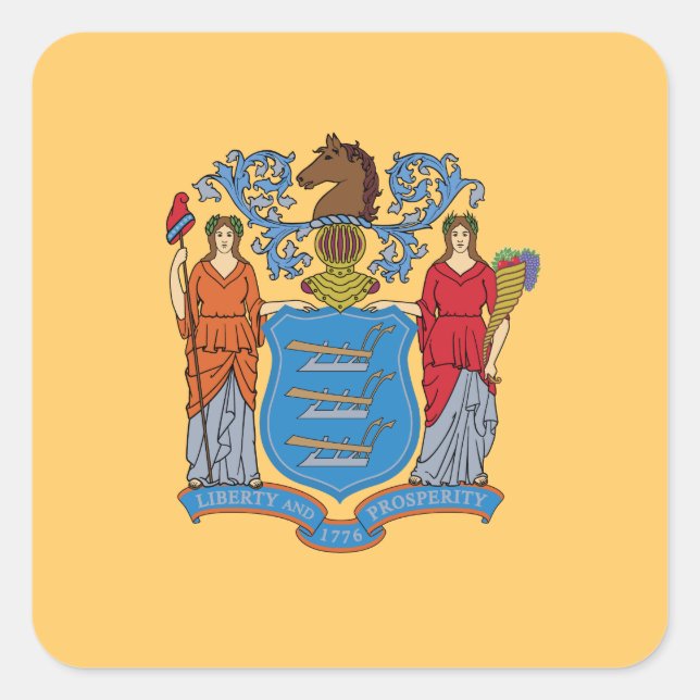 New Jersey State Flag Quadratischer Aufkleber (Vorderseite)