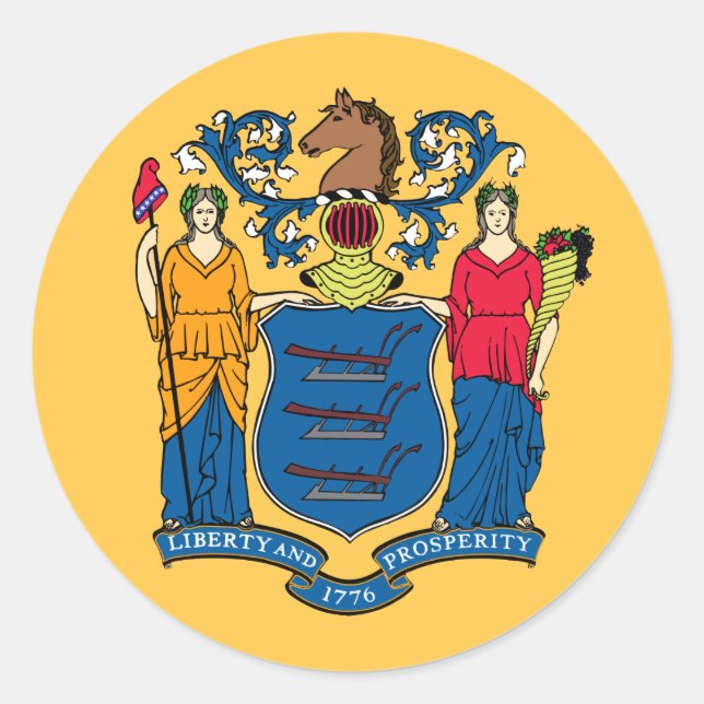 New Jersey State Flag Runder Aufkleber (Vorderseite)