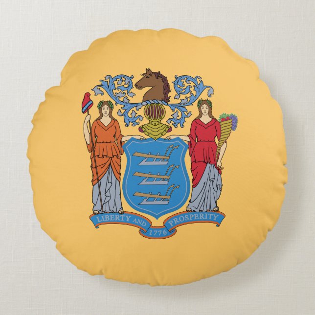 New Jersey State Flag Rundes Kissen (Vorderseite)