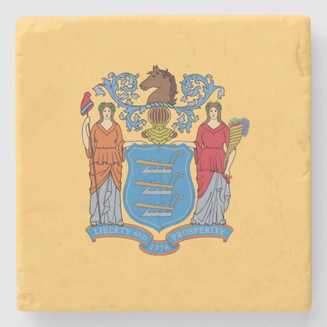 New Jersey State Flag Steinuntersetzer (Vorderseite)